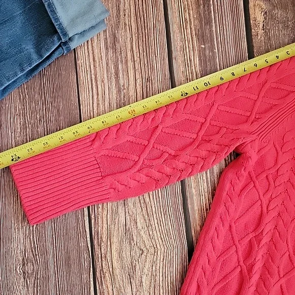 Talbots Pink Cable Knit Turtleneck Sweater - Picture 5 of 6
